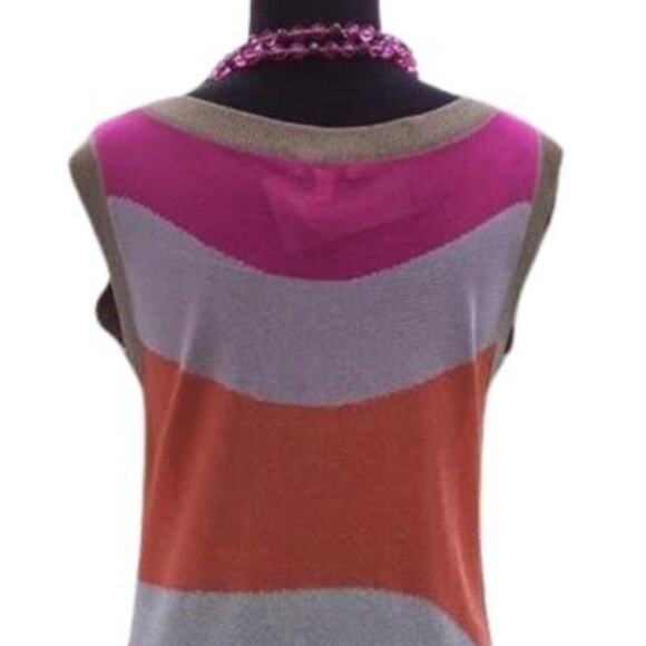 Cache Pink Orange Gold Metallic Knit Wave Tunic Top Stretch Dress New $98 NWT - Picture 7 of 11